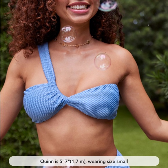 Offline Aerie Blue Lion Periwinkle Bikini Swimsuit One Shoulder Bandeau Large L - Picture 8 of 9